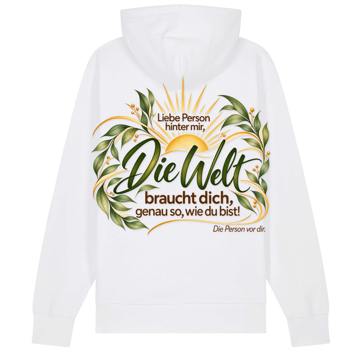 Du bist genug - 100% BIO Hoodie - White - Rueckseite